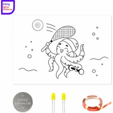 Eding Eğitim Platformu Lightcircuit Deniz Octopus Ahtapot Elektrik Kağıt Devre Eğitim Kiti | Paper Circuits Elektrik Deney| Stem CR2032 LED ve Bakır Iletken Bant