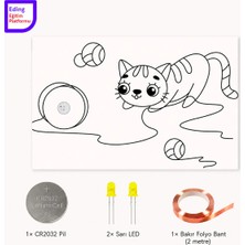 Eding Eğitim Platformu Lightcircuit Kitty Kedi Elektrik Kağıt Devre Eğitim Kiti | Paper Circuits Elektrik Deney| Stem CR2032 LED ve Bakır Iletken Bant