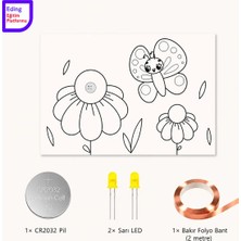 Eding Eğitim Platformu Lightcircuit Çiçekler ve Kelebek Elektrik Kağıt Devre Eğitim Kiti | Paper Circuits Elektrik Deney| Stem CR2032 LED ve Bakır Iletken Bant