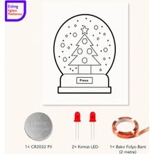 Eding Eğitim Platformu Lightcircuit Yılbaşı Kar Küresi Elektrik Kağıt Devre Eğitim Kiti | Paper Circuits Elektrik Deney| Stem CR2032 LED ve Bakır Iletken Bant