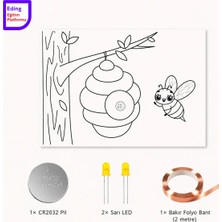 Eding Eğitim Platformu Eding Lightcircuit Arı ve Bal Bee Elektrik Kağıt Devre Eğitim Kiti | Paper Circuits Elektrik Deney| Stem CR2032 LED ve Bakır Iletken Bant