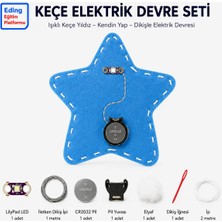 Eding Eğitim Platformu Eding E-Tekstil Yıldız Keçe Dikiş Elektrik Devresi Stem Kiti – Iletken Ip,lilypad LED Dikilebilir Elektronik Deney Seti