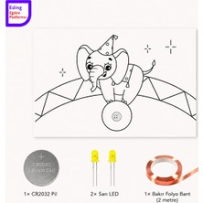 Eding Eğitim Platformu Eding Lightcircuit Elephant Fil Elektrik Kağıt Devre Eğitim Kiti | Paper Circuits Elektrik Deney| Stem CR2032 LED ve Bakır Iletken Bant
