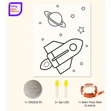 Eding Eğitim Platformu Lightcircuit Yıldız Roket Elektrik Kağıt Devre Eğitim Kiti | Paper Circuits Elektrik Deney| Stem CR2032 LED ve Bakır Iletken Bant