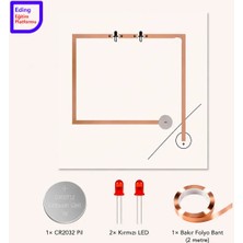 Eding Eğitim Platformu Eding Lightcircuit Seri Elektrik Devresi Kağıt Devre Eğitim Kiti | Paper Circuits Elektrik Deney| Stem CR2032 LED ve Bakır Iletken Bant