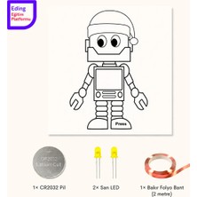 Eding Eğitim Platformu Lightcircuit Yılbaşı Noel Robot Kağıt Devre Eğitim Kiti | Paper Circuits Elektrik Deney| Stem CR2032 LED ve Bakır Iletken Bant