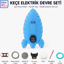 Eding Eğitim Platformu Eding E-Tekstil Uzay Roketi Keçe Dikiş Elektrik Devresi Stem Kiti – Iletken Ip ve Lilypad LED ile Dikilebilir Elektronik Deney Seti