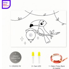 Eding Eğitim Platformu Lightcircuit Kakule Papağan Kuş Elektrik Kağıt Devre Eğitim Kiti | Paper Circuits Elektrik Deney| Stem CR2032 LED ve Bakır Iletken Bant