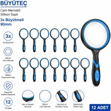 Labolist Büyüteç - Cam Mercekli - Silikon Saplı - 3x Büyütmeli - 90MM - 12 Adet