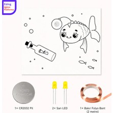 Eding Eğitim Platformu Lightcircuit Deniz Hayvanları Balık Anglerfish Kağıt Devre Eğitim Kiti | Paper Circuits Elektrik Deney| Stem CR2032 LED ve Bakır Iletken Bant