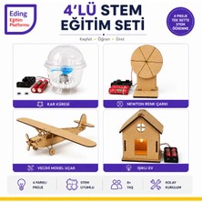 Eding Eğitim Platformu Elektrikli Ev, Newton Renk Çarkı, Kar Küresi , Model Uçak 4’lü Stem Eğitim Deney Seti – Projeleri | Çocuklar Için Stem Fen Bilimleri Kendin Yap Kit