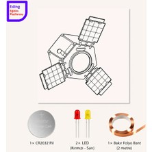 Eding Eğitim Platformu Eding Lightcircuit Yerli ve Milli Araçlarımız Göktürk Kağıt Devre Eğitim Kiti | Paper Circuits Elektrik Deney| Stem CR2032 LED ve Bakır Iletken Bant