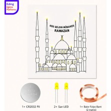 Eding Eğitim Platformu Lightcircuit Sultan Ahmet Cami Ramazan Ayı Kağıt Devre Eğitim Kiti | Paper Circuits Elektrik Deney| Stem CR2032 LED ve Bakır Iletken Bant