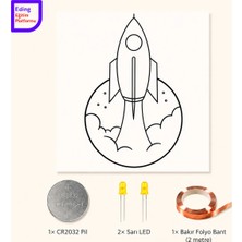Eding Eğitim Platformu Lightcircuit Uzay Roket Elektrik Kağıt Devre Eğitim Kiti | Paper Circuits Elektrik Deney| Stem CR2032 LED ve Bakır Iletken Bant