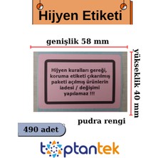 Toptantek Hijyen Etiketi Koruma Bandı Pudra Rengi 490ADET