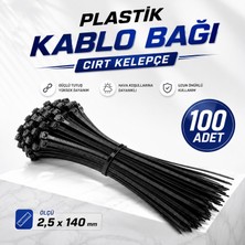 Nzb (100 Adet) Plastik Kablo Bağı Cırt Kelepçe 2,5X140 mm Siyah Kablo Düzenleme Sabitleme Aparatı