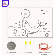 Eding Eğitim Platformu Lightcircuit Sevimli Yunus Balığı Elektrik Kağıt Devre Eğitim Kiti | Paper Circuits Elektrik Deney| Stem CR2032 LED ve Bakır Iletken Bant