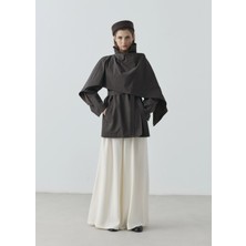 Moda Aksa 7830 Şallı Coton Trençkot Kahve