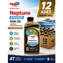 Totalenergies Neptuna Speeder 10W-30 1 Litre 4 Zamanlı Deniz Motoru Yağı – Apı Sm Tekne Motor Yağı 12'li Paket