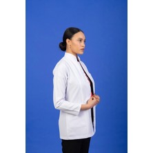 St. Morritz Kadın Hakim Yaka Uzun Kollu Orta Boy Doktor, Eczacı, Hemşire, Laboratuvar Önlüğü - Alpaka Kumaş