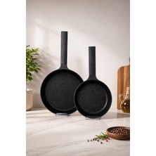 Aryıldız Pro Grade 2'li Granit Döküm Tava Seti Gri 20 cm - 26 cm