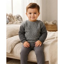 Tuffy Erkek Bebek Gri Saklambaç Temalı Triko Kol Sweatshirt