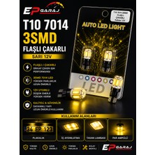 EP Garaj Otomotiv T10 7014 3smd Flaşlı Çakarlı Sarı 12V LED Ampul