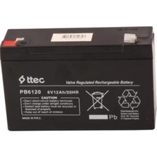 Ttech Ttec 6 Volt 12 Amper Bakımsız Kuru Akü Elektronik Cihaz Aküsü Şarj Edilebilir Akü Siyah Renk
