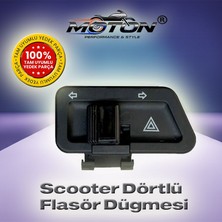 Moton Scooter Dörtlü Flaşör Sinyal Düğmesi Üniversal 50CC-125CC-150CC Uyumlu