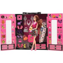 Vardem Oyuncak Vardem Barbie Gardrop Çanta 30 Parça Aksesuarlı Plastik Malzeme ile Kız Çocuklar için Eğlenceli Oyun