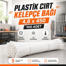 Nzb (100 Adet) Kablo Bağı Plastik Cırt Kelepçe 4,8X400 mm Beyaz Dayanıklı Güçlü Sabitleme Bağı
