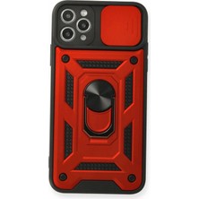 Marsilyan™- Apple Iphone 11 Pro Max Kılıf Pars Lens Yüzüklü Silikon - Kırmızı