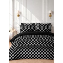 More Home Tek  Kişilik Yorgan Kılıfı+ Yastık Kılıfı ( Çarşafsız ) Motif Desen Siyah Beyaz