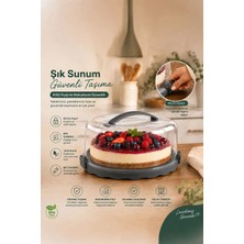 Porsima L-00501 Gri Kek Pasta Saklama Kabı Borcam 26x26x13 cm Sızdırmaz Tasarım ile Taşıma Kolaylığı