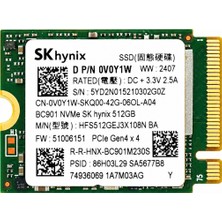 Sk Hynıx BC901 512GB Nvme M.2 2230 SSD HFS512GEJ3X108N 0V0Y1W