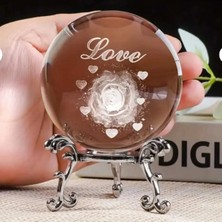 St. Morritz Dekoratif Metal Ayaklı Love Yazılı Kalp Desenli Kristal Cam Küre 6cm