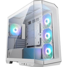 MSI Msı Mag Pano M100R Pz Argb Micro Atx Beyaz Mid Tower Kasa Psu Yok Tempered Glass, Yan Argb Fan 3x 12CM, Arka Argb Fan 1x 12CM