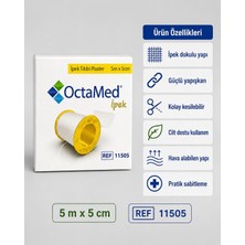 Octamed Ipek Tıbbi Flaster 5cm x 5m Güçlü Yapışkanlı Bez Flaster 3 ADET