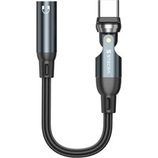 540° Döner Type-C To 3.5 mm Aux Hi-Fi Dac Kulaklık Adaptörü Mikrofon Destekli 10 cm