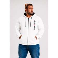 Moc Grande MocGrande Büyük Beden Kapüşonlu Fermuarlı 3ip Sweat Black 25716 BEJ