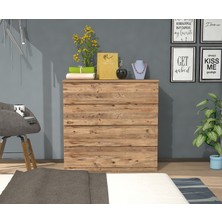 Mbes Mobilya Mbes Mobi̇lya 80'li̇k Atlanti̇k Çam Şi̇fonyer 4 Çekmeceli Modern Tasarım 80 cm Genişlik