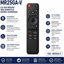AŞIK STORE MR25GA-V Lg Uyumlu Air Mouse Ses Komutlu Sihirli Kumanda Netflix Prime Video Disney+ Tuşlu Smart Tv Kumandası