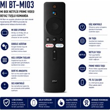 AŞIK STORE Mı BT-MI03 Mi Box Uyumlu Netflix Prime Video Beyaz Tuşlu Google Asistanlı Bluetooth Tv Kumandası