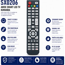 AŞIK STORE SX0206 Awox Uyumlu Smart LED Tv Kumandası Akıllı Tv Uzaktan Kumanda Menü Source Multimedia Tuşlu
