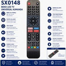 AŞIK STORE SX0148 Beko Uyumlu LED Tv Universal Kumanda Netflix Youtube Prime Video Google Play Tuşlu Uzaktan Kumanda