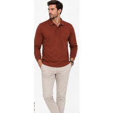 Lacoste Polo Yaka Çıt Çıt Kapama Regular Fit Uzun Kol Kiremit