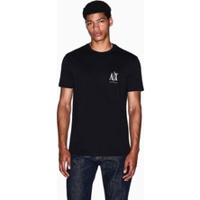 Armani Exchange Erkek Regular Fit Yuvarlak Yakalı Logo Baskılı Kısa Kollu Siyah T-Shirt XM000365 AF12308-UC001
