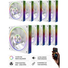 Gameline FRESH X1 10’lu Set 120mm ARGB PWM Kasa Fanı Beyaz – Kumandalı RGB Gaming Fan Seti