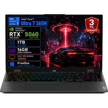 Lenovo Loq 15IPH11 83SL001ATR Intel Core Ultra 7-356H 16GB 1tb SSD RTX5060 8gb Tgp 115W 15.3" IPS 165Hz Freedos Taşınabilir Bilgisayar