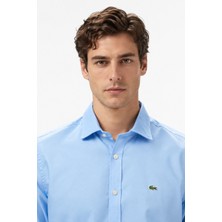 Lacoste Men's Slim Fit Blue Shirt Slim Fit Pamuklu Erkek Gömlek Mavi